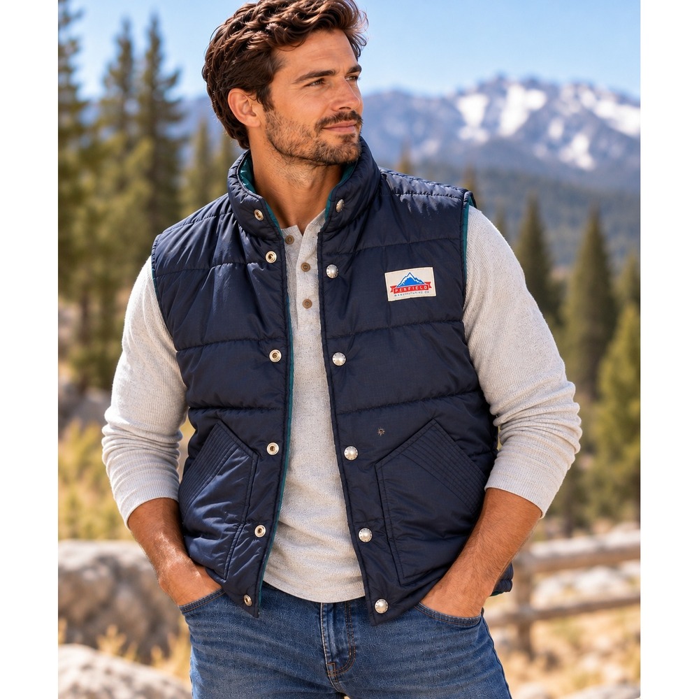 Penfield Puffer Vest Mens Small Navy Blue Teal Quilted Outdoor